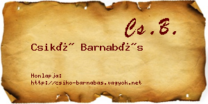 Csikó Barnabás névjegykártya